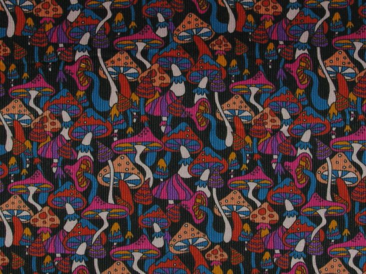 Mushroom Dazzle Printed Cotton Needlecord