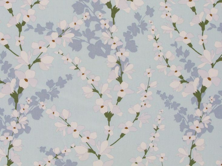 Nagoya Blossom Cotton Poplin Print, Sky