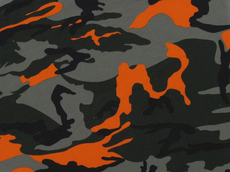 Neon Camouflage Cotton Jersey, Orange