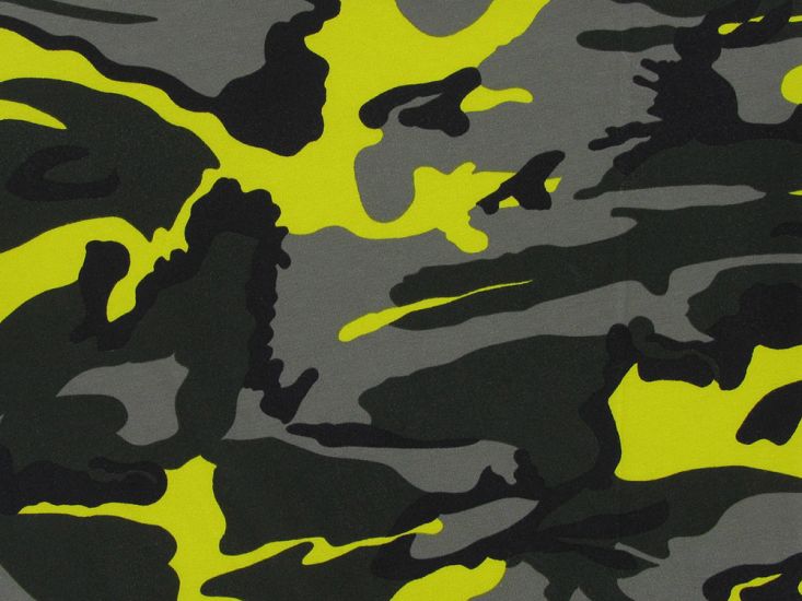 Neon Camouflage Cotton Jersey, Yellow