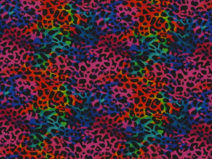 Neon Safari Cotton Poplin Print, Rainbow