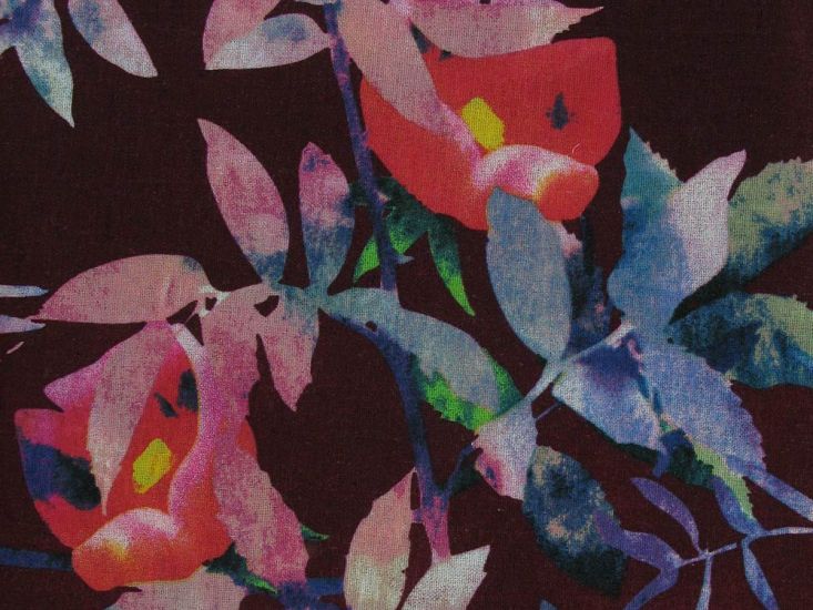 Orchid Oasis Heavy Cotton Print, Crimson