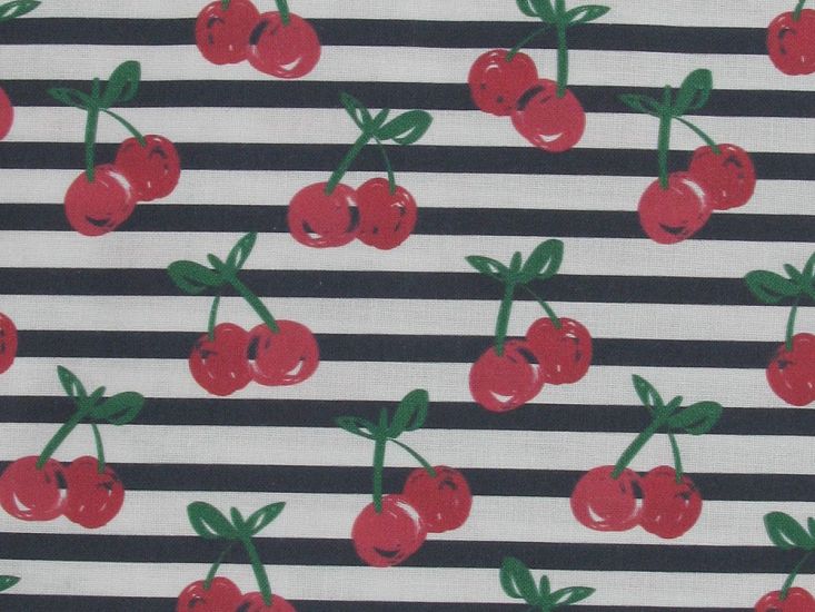 Painted Cherry Stripe Cotton Print