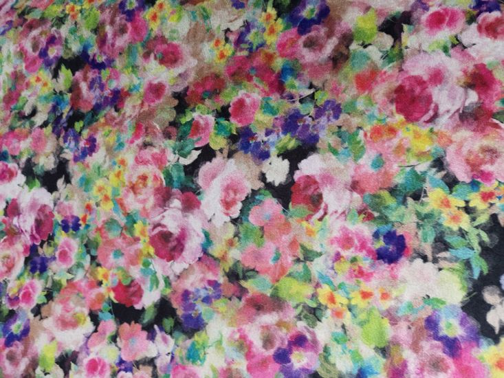 Painters Flowers Printed Velvet
