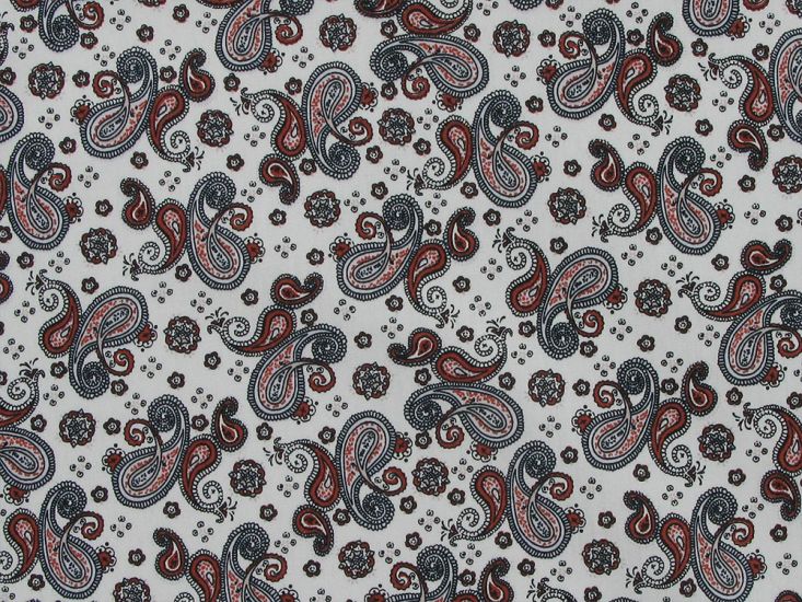 Paisley Floral Cotton Poplin Print, Red