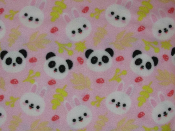 Panda and Bunnies Polar Fleece, Pink