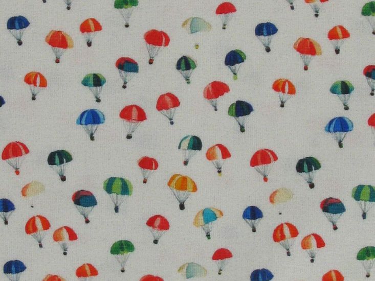 Parachute Parade Cotton Jersey Print, Cream