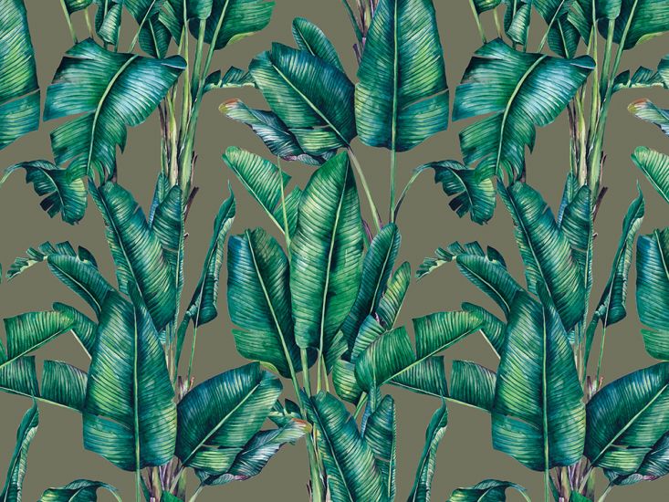 Paradise Palm Printed Velvet, Grey