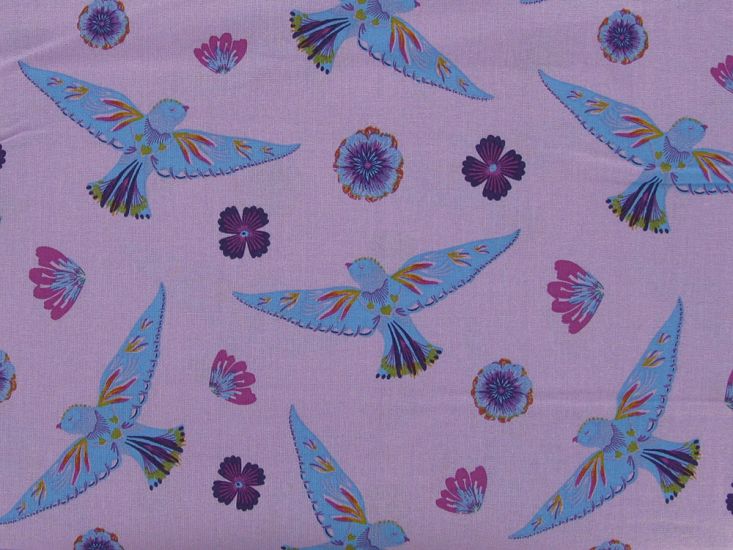 Parrots of Paradise Cotton Print, Lilac