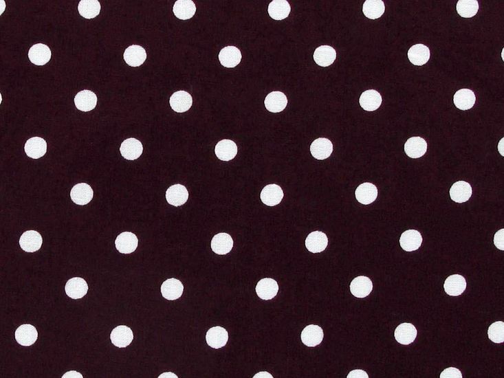 Pea Spot Cotton Print Burgandy and White