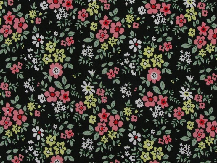 Petal Dreamland Viscose Print, Black