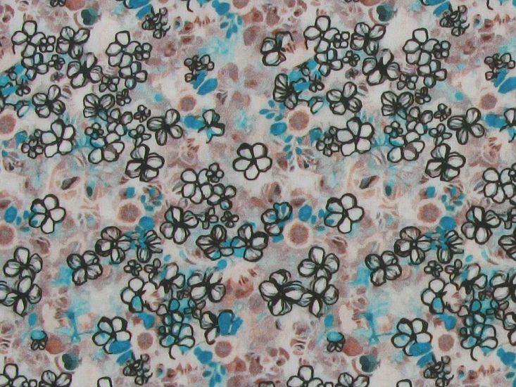 Petal Etching Cotton Satin Print, Sky Blue