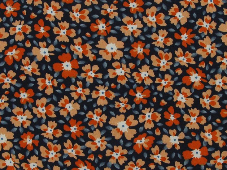 Petal Paradise Viscose Print, Navy
