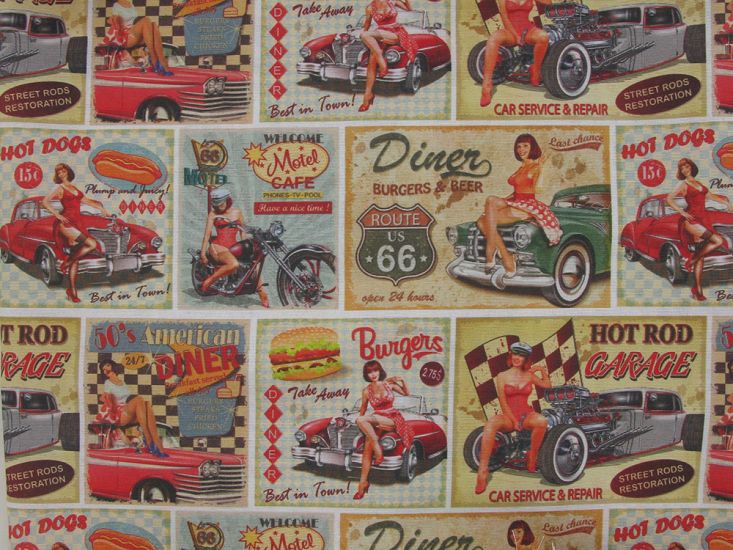 Vintage Pin Up Posters Cotton Rich Panama Canvas
