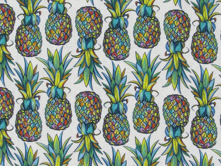 Pineapple Punch Cotton Print, White
