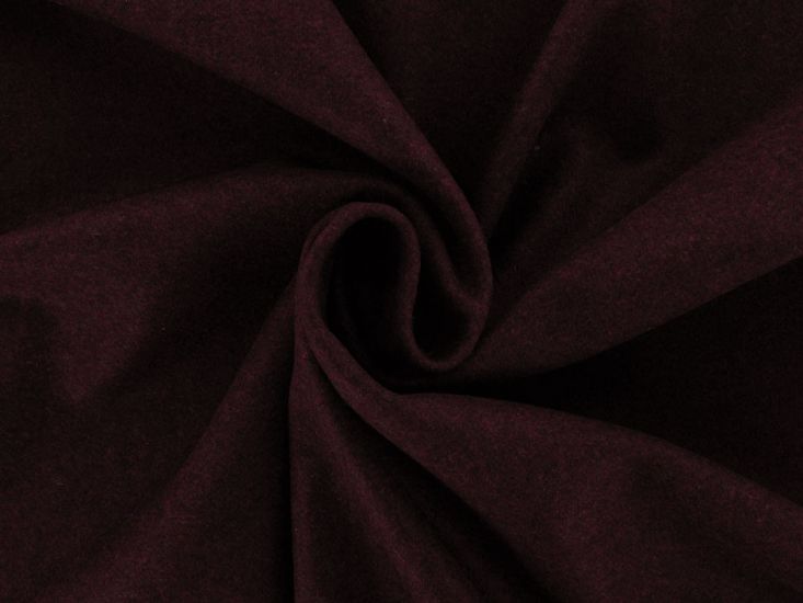 Plain Wool Blend Melton, Burgundy