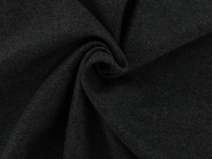 Plain Wool Blend Melton, Dark Grey Marl