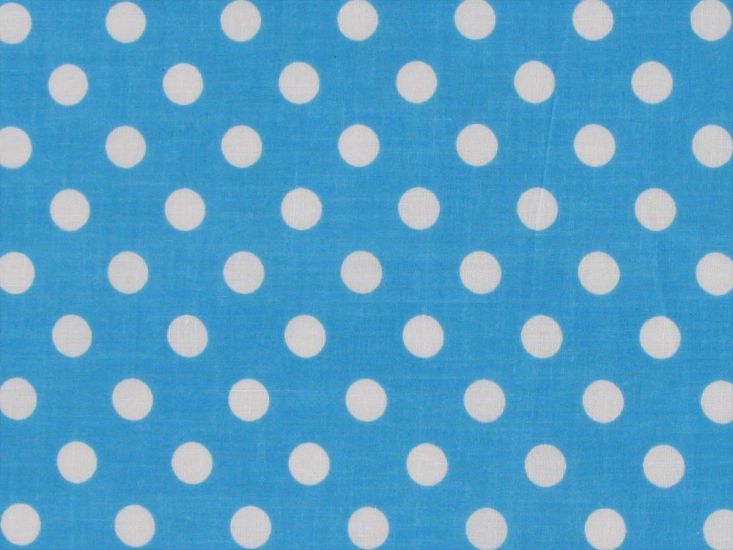 1cm Spot Polycotton Print, Turquoise