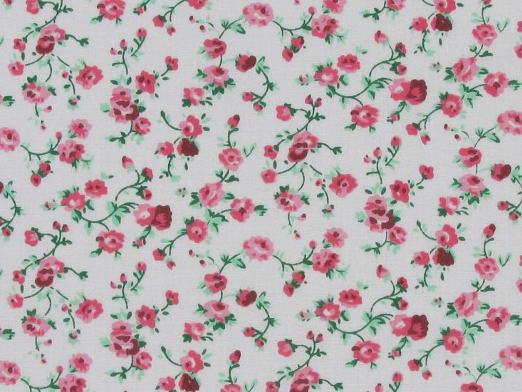 Chatsworth Garden Polycotton Print, Pink and White