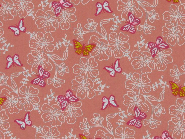 Hibiscus Polycotton Butterfly, Salmon