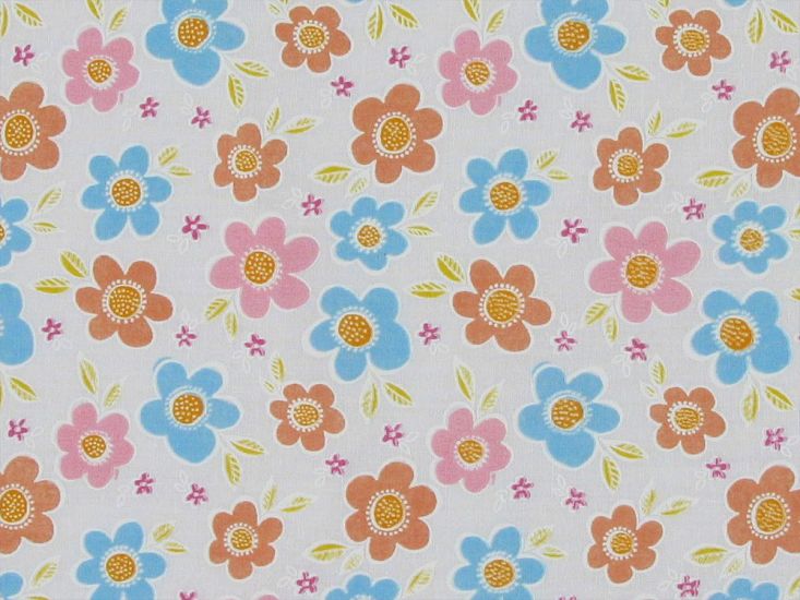 Daisy Meadow Polycotton Print, White