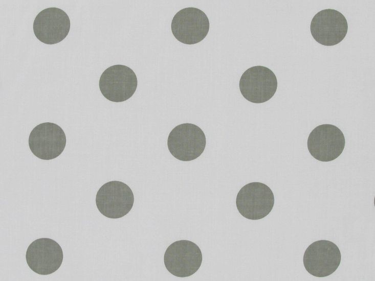 Large Grey Polka Dot on White Background Polycotton Print