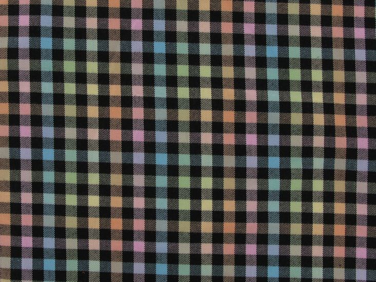 Polyviscose Blend Tartan, Mini Check, Black