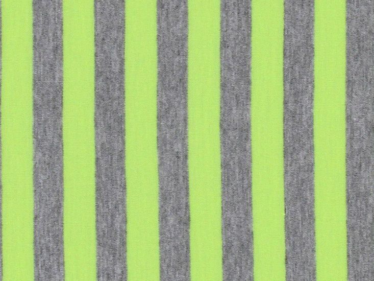 Polyviscose 1cm Stripe Lightweight Jersey, Grey and Yellow