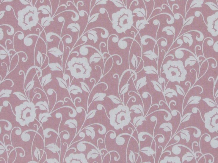 Poppy Flower Polycotton Print, Dusky Pink