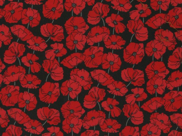 Poppy Flutter Polycotton Print, Navy