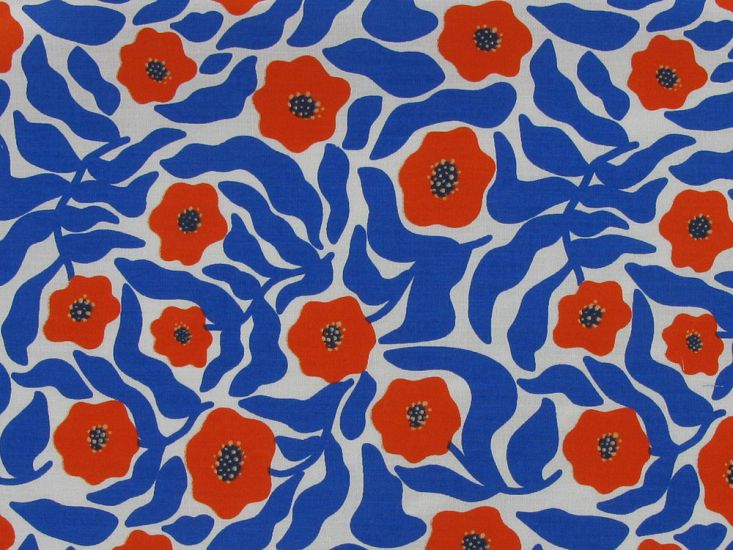 Poppy Rhythm Polycotton Print, White