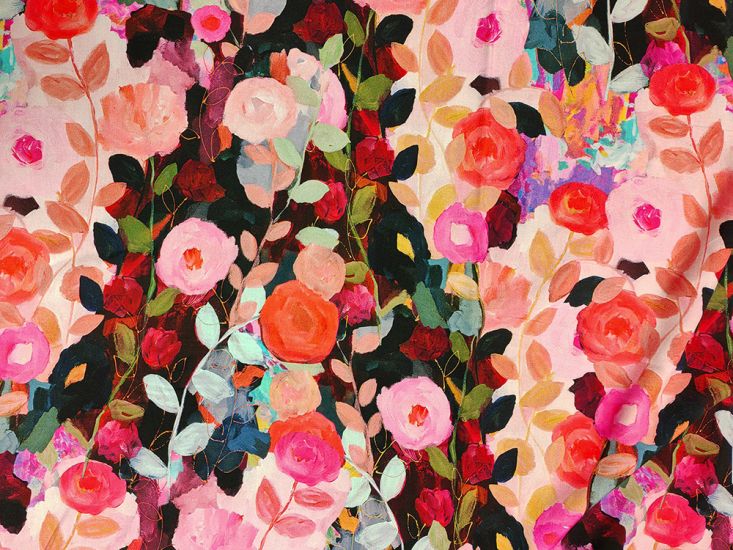 Poppy Waves Printed Viscose Poplin, Pink