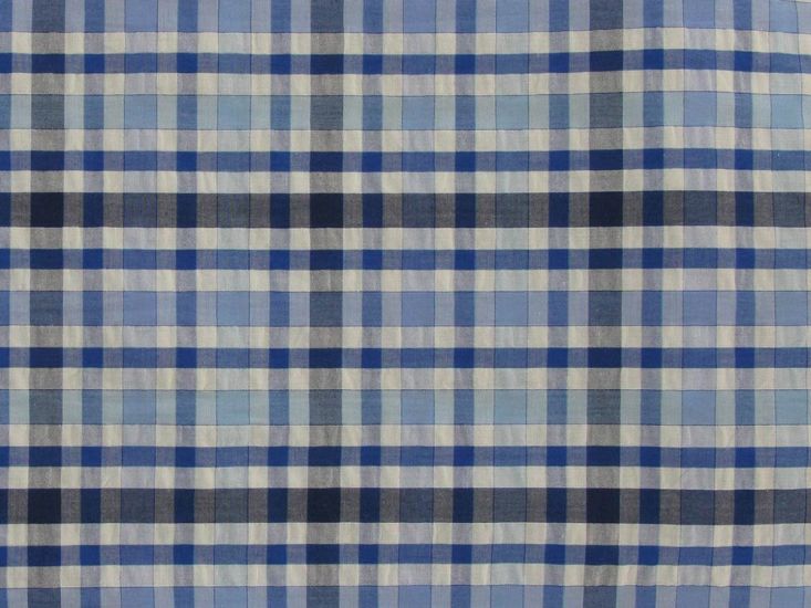 Premium Cotton Seersucker Irregular Check, Blue