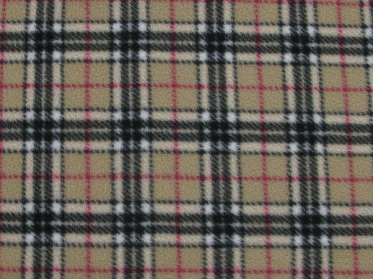 Premium Soft Anti Pil Fleece Highland Tartan, Beige