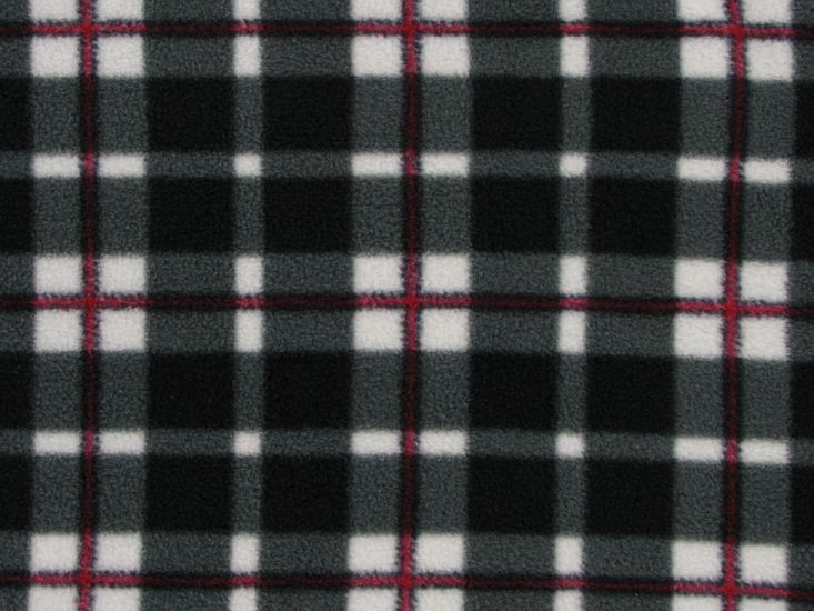 Premium Soft Anti Pil Fleece Highland Tartan, Black and White