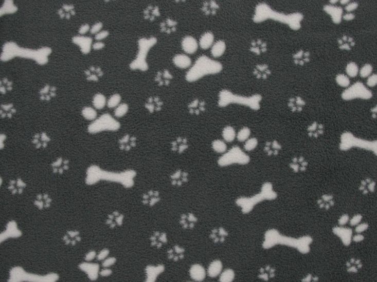 Premium Soft Anti Pil Fleece Paws And Bones, Grey