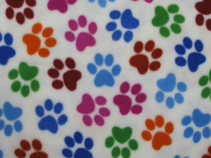 Premium Soft Anti Pil Fleece Rainbow Paws, Cream