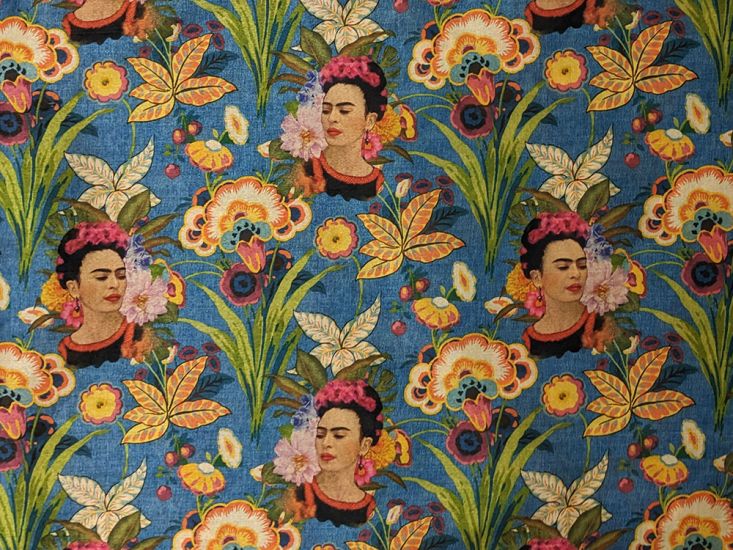Printed Mango Silkette, Floral Kahlo, Blue