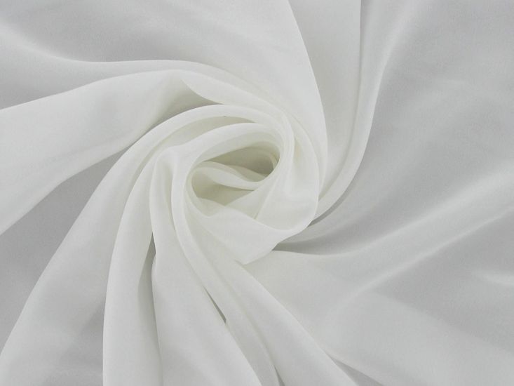 Pure Silk Crepe de Chine, White