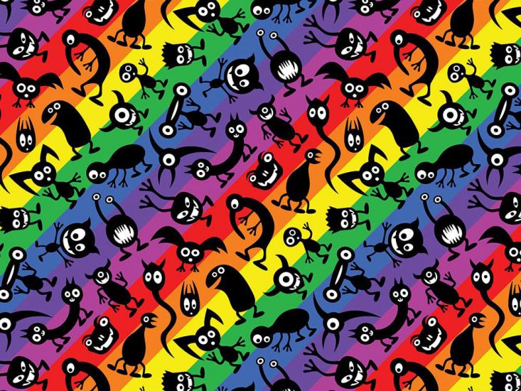 Rainbow Aliens Cotton Print