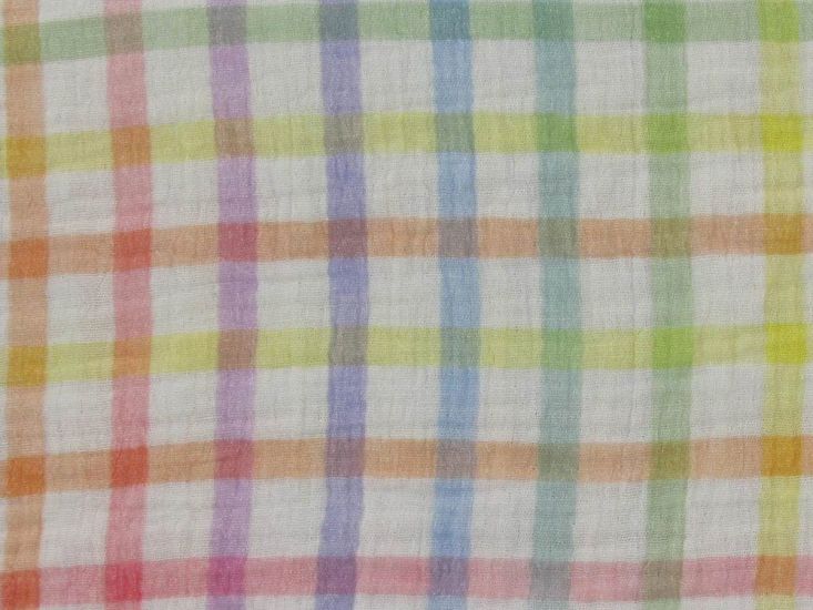 Rainbow Checkered Cotton Double Gauze