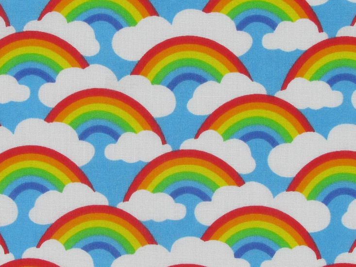 Rainbow Clouds Polycotton Print, Sky