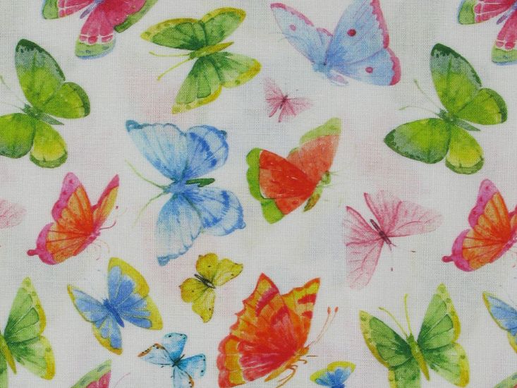 Rainbow Flutter Cotton Print, White