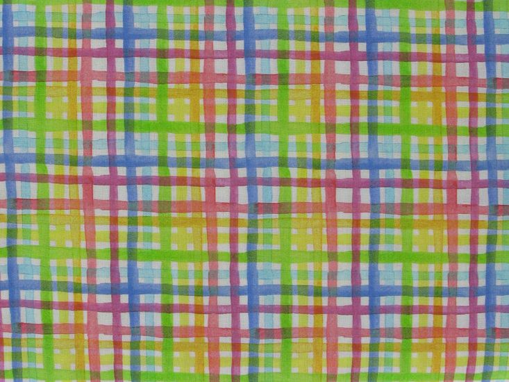 Rainbow Grid Check Cotton Print, Multi