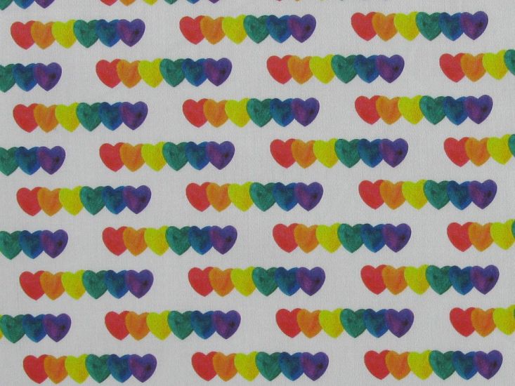Rainbow Heart Row Cotton Print