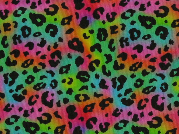 Rainbow Leopard Printed Cotton Needlecord