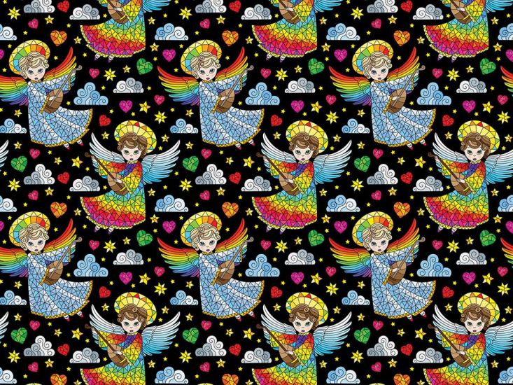 Rainbow Mosaic Cotton Print, Angels