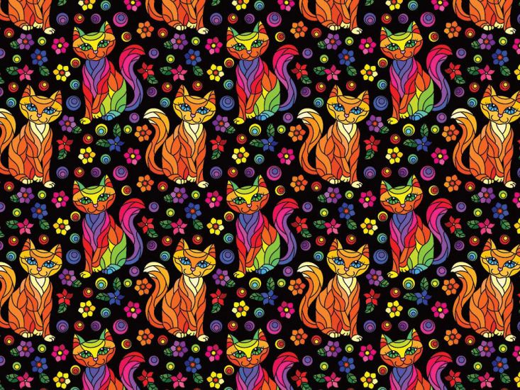 Rainbow Mosaic Cotton Print, Cat