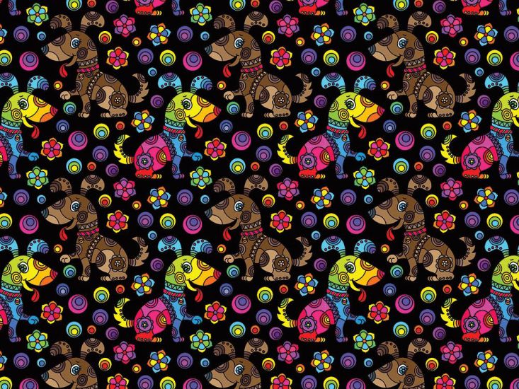 Rainbow Mosaic Cotton Print, Puppy