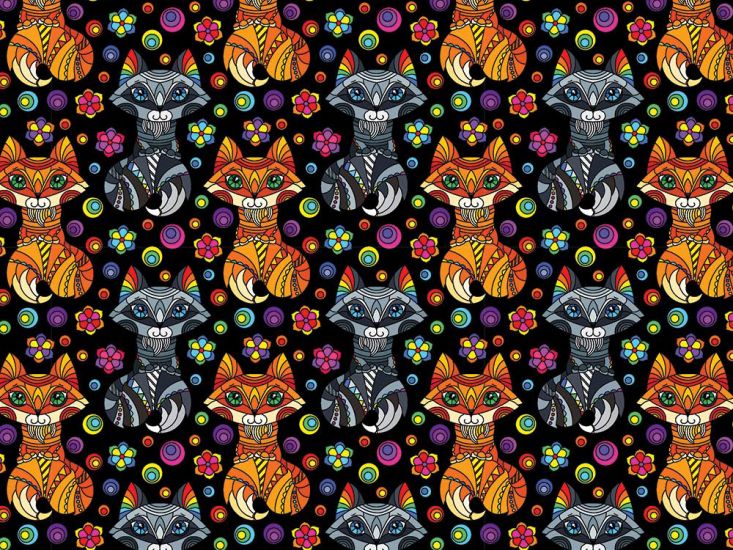 Rainbow Mosaic Cotton Print, Fox
